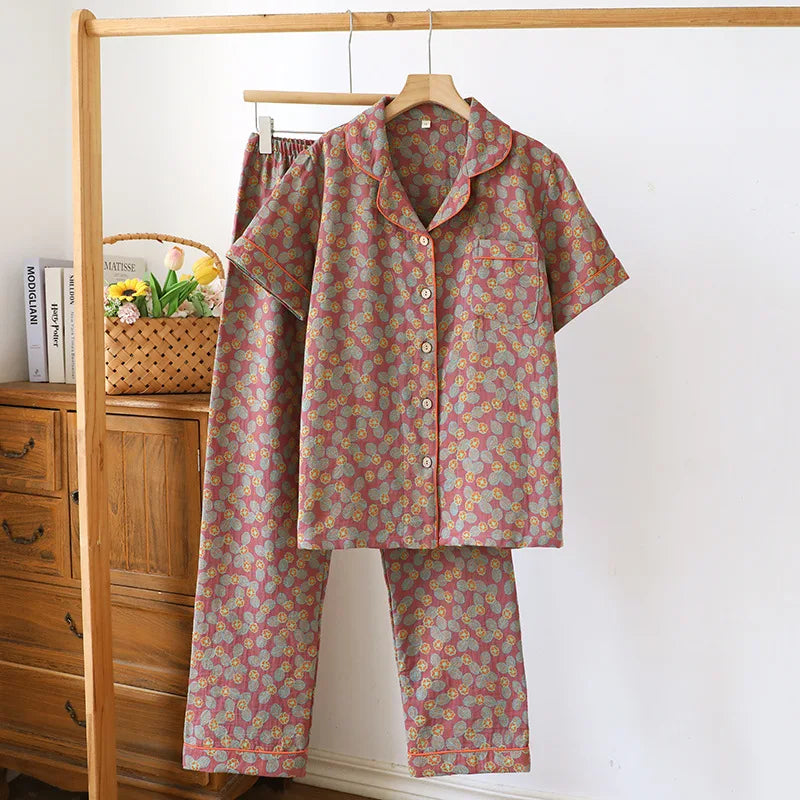 Pyjama femme coton imprimé floral