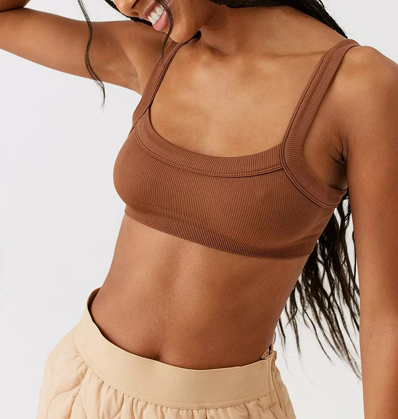 Top tube côtelé stretch sans manches – Femme