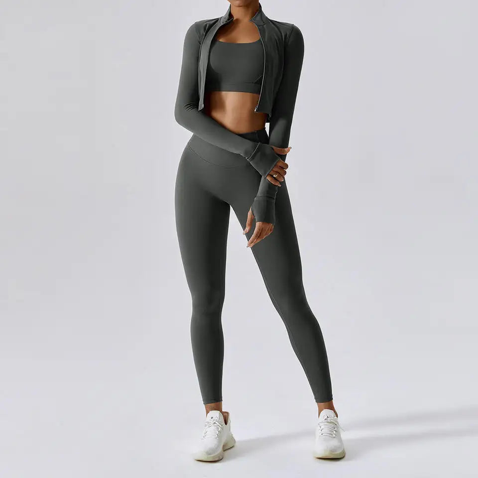 Ensemble vêtements de fitness gainant 4 pièces – Tenue sport femme