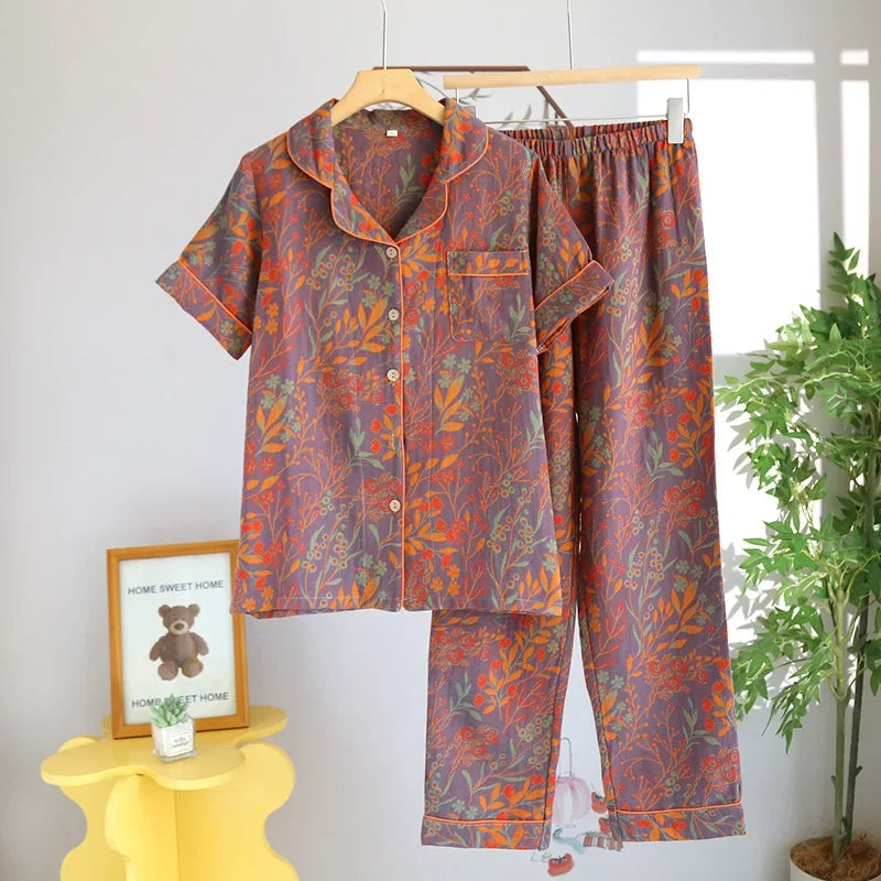 Pyjama femme coton imprimé floral