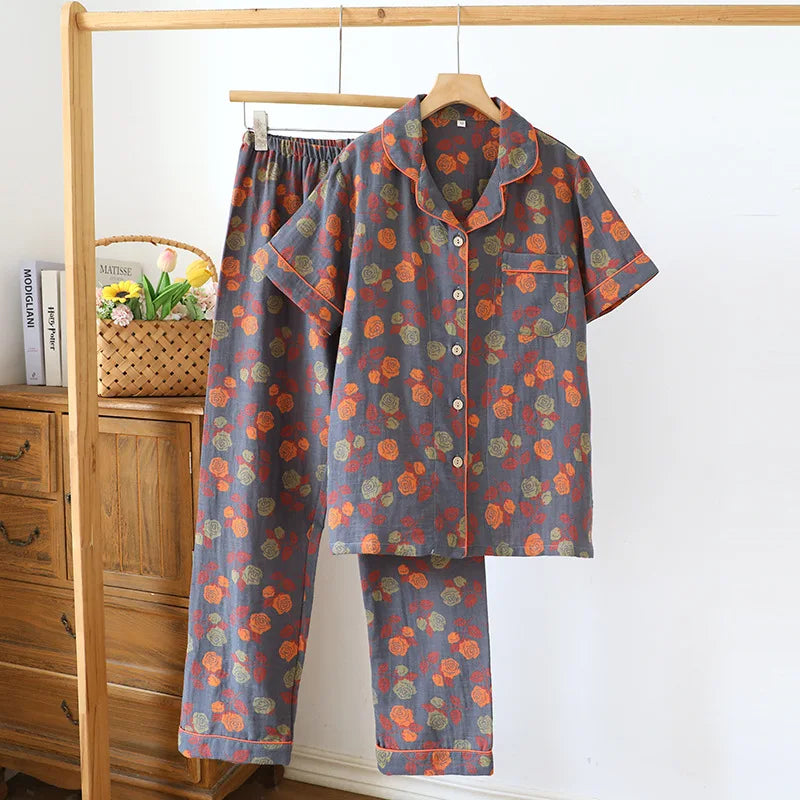 Pyjama femme coton imprimé floral