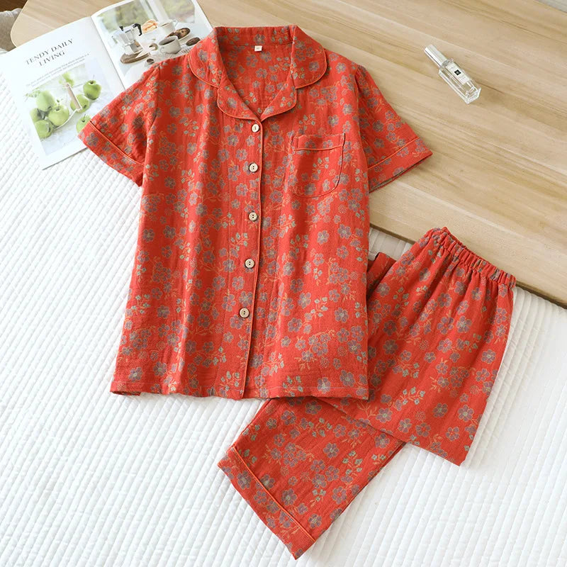 Pyjama femme coton imprimé floral